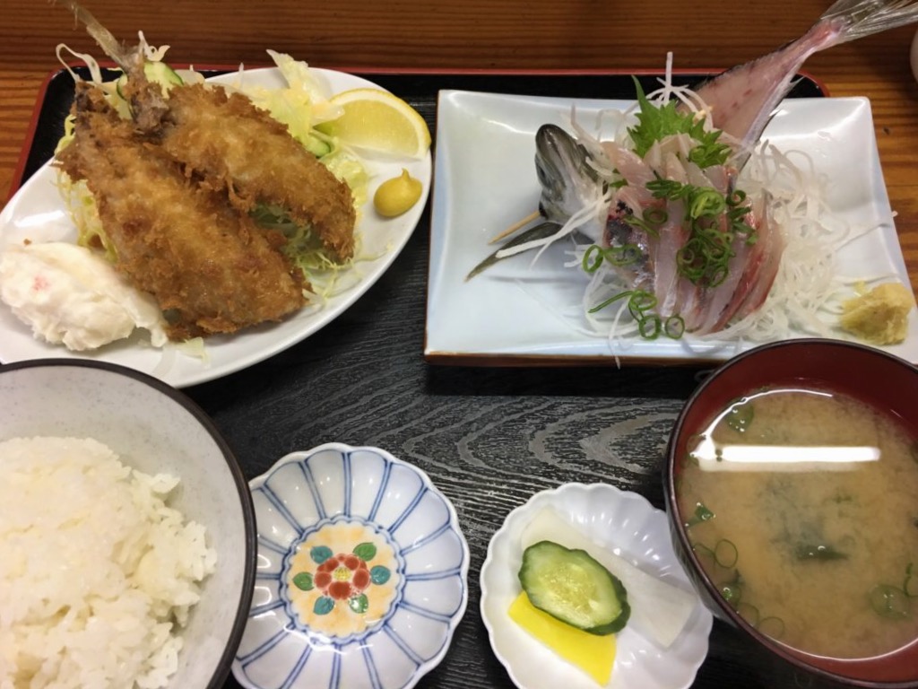 Fried Horse Mackerel and Horse Mackerel Sashimi Set Meal